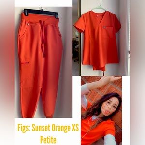 Figs! Scrubs: Sunset Orange XS Petite (Worn once!- still in perfect condition)